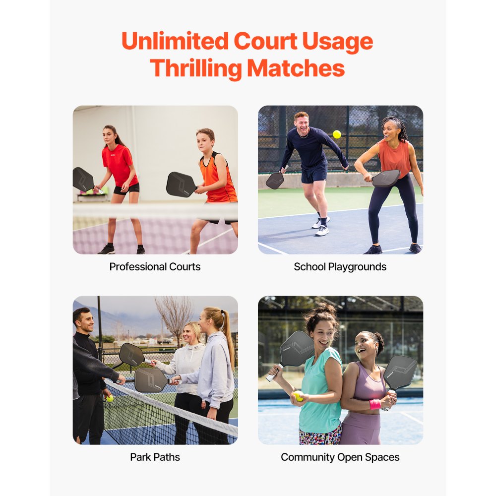 VEVOR Pickleball Paddle, T700 Carbon Fiber Surface & Honeycomb Core, Professional Pickleball Paddle with Increased Power & Control & Spin, Pro Pickle Ball Racket for Adults, Men & Women, Black
