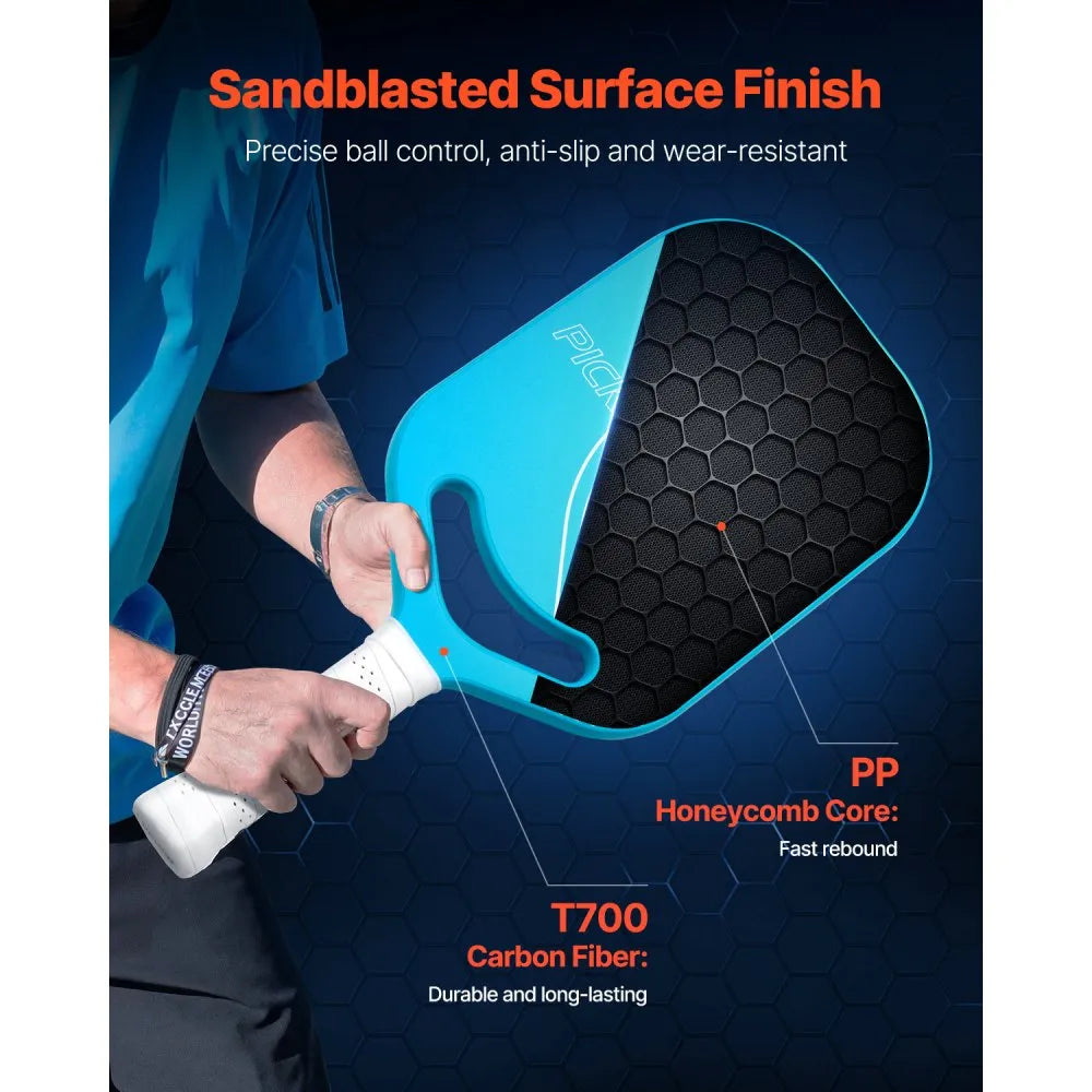 VEVOR Pickleball Paddle with Aero Throat, T700 Carbon Fiber Surface & Honeycomb Core, Professional Pickleball Paddle with Increased Power & Control & Spin, Pickle Ball Racket for Adults, Men & Women