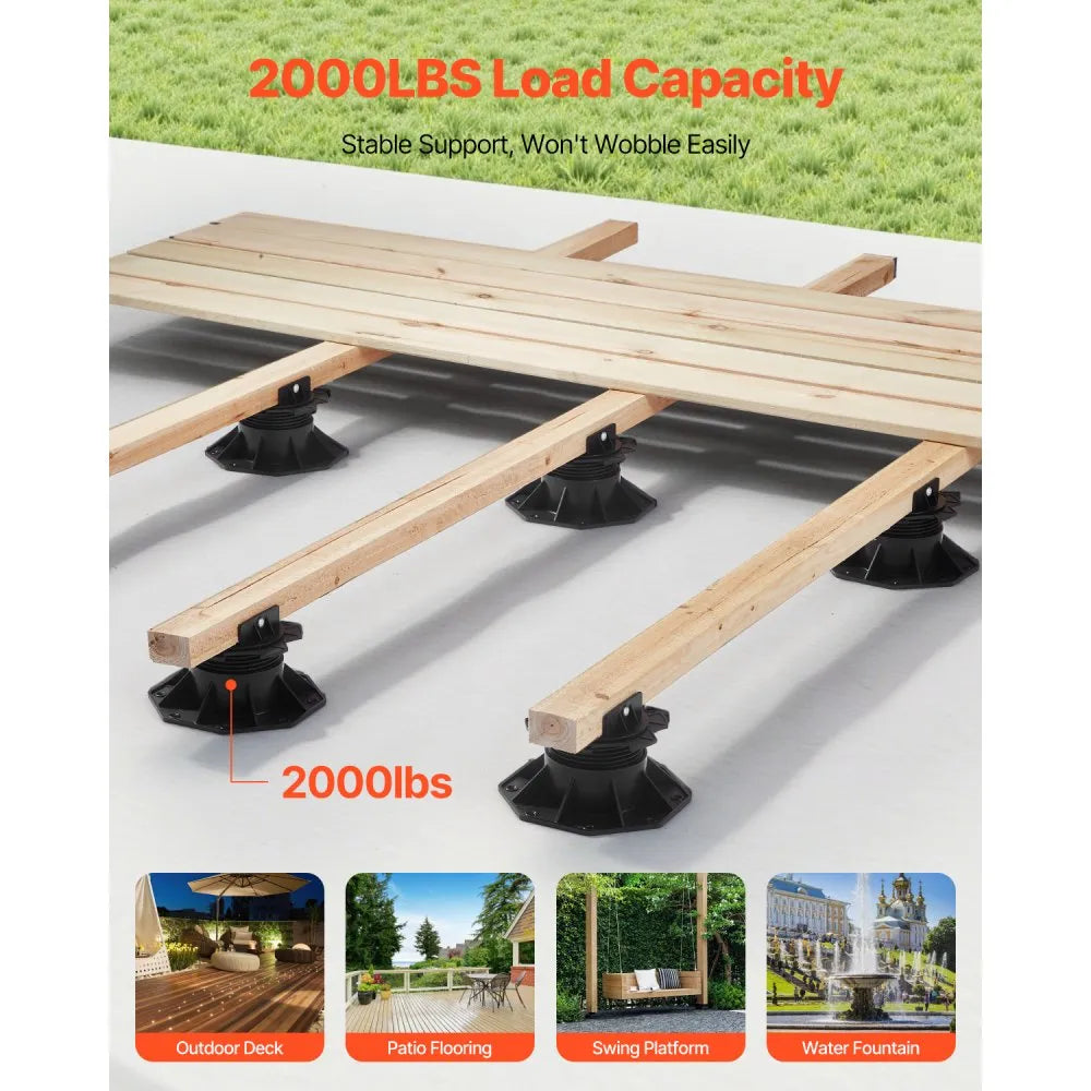 VEVOR Deck Blocks 24 PCS, 2000lbs / 907.18kg Load Capacity Deck Support Plastic Pedestal Paver, Raising 2.36 - 5.31 inch / 60 - 135 mm, Height Adjustable Shed Foundation Base for Wood Concrete Metal