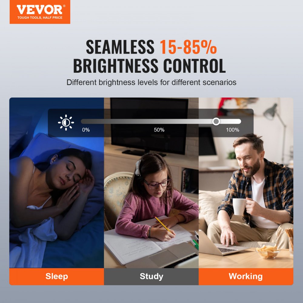 VEVOR 2PCS WiFi Smart Light Dimmer Switch, 100-250V AC Wi-Fi 2.4GHz, 15% to 85% Stepless Dimming LED Dimmable Smart Switch with Touch Panel, App Remote Control Voice Compatible with Alexa Google Home