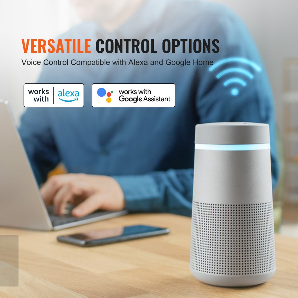 VEVOR 2PCS WiFi Smart Light Dimmer Switch, 100-250V AC Wi-Fi 2.4GHz, 15% to 85% Stepless Dimming LED Dimmable Smart Switch with Touch Panel, App Remote Control Voice Compatible with Alexa Google Home