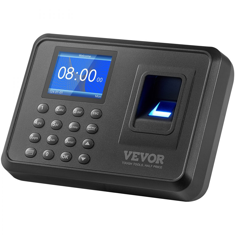 VEVOR Time Clock, Fingerprint Time Clocks for Employees Small Business, Biometric Time Clock with USB Drive,  Automatic Punch In/Out, No Monthly Fees