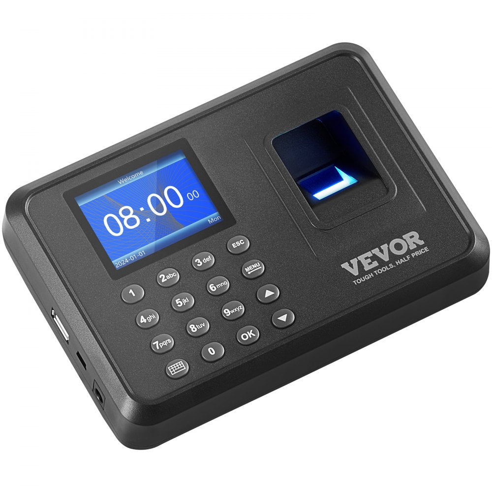 VEVOR Time Clock, Fingerprint Time Clocks for Employees Small Business, Biometric Time Clock with USB Drive,  Automatic Punch In/Out, No Monthly Fees
