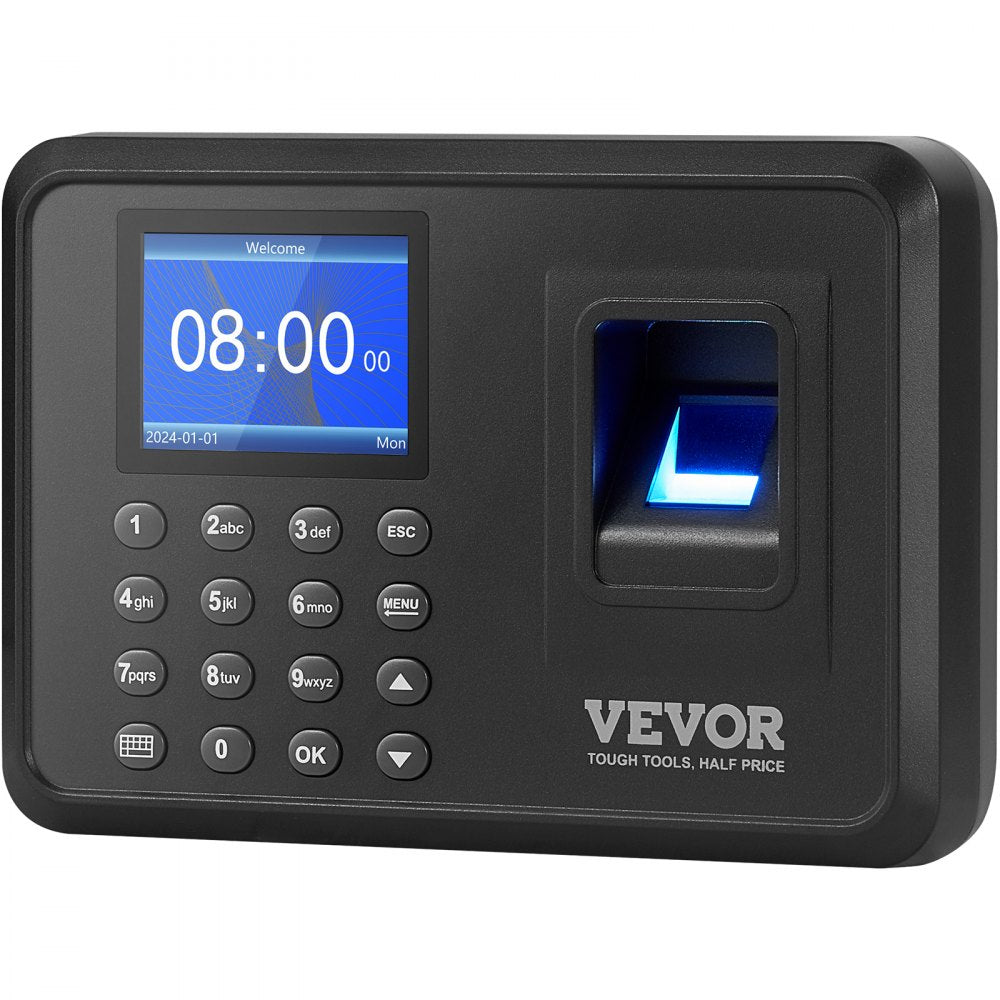 VEVOR Time Clock, Fingerprint Time Clocks for Employees Small Business, Biometric Time Clock with USB Drive,  Automatic Punch In/Out, No Monthly Fees