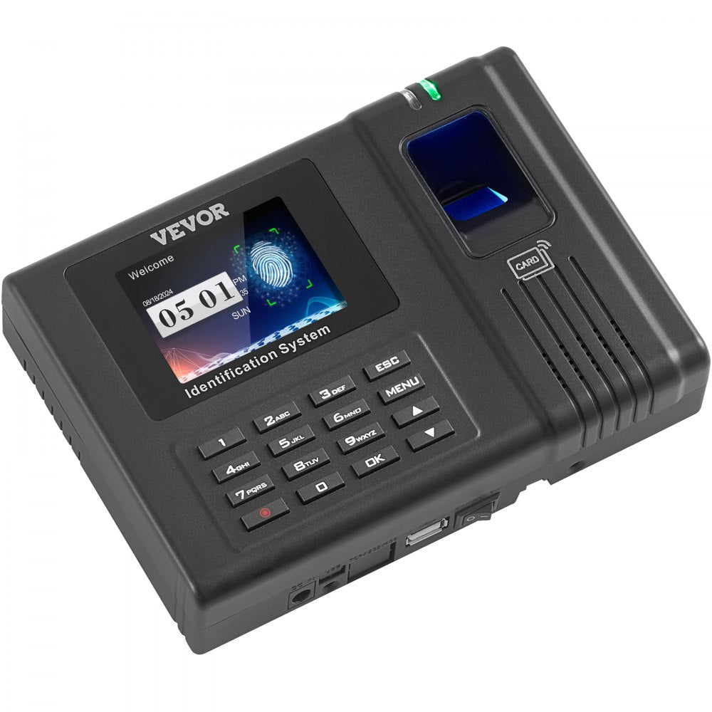 VEVOR Time Clock, Fingerprint Time Clocks for Employees Small Business, Biometric Time Clock with 5 RFID Cards & USB Drive,  Automatic Punch In/Out, No Monthly Fees