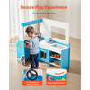 VEVOR Ice Cream Cart for Kids, 20+ PCS Ice Cream Truck Wooden Playset, Pretend Play Stand with Steering Wheel & Chalkboard, Payment Scanner & Freezer, Faucet & Sink, Suitable for Kids 3-7 Years Old