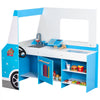 VEVOR Ice Cream Cart for Kids, 20+ PCS Ice Cream Truck Wooden Playset, Pretend Play Stand with Steering Wheel & Chalkboard, Payment Scanner & Freezer, Faucet & Sink, Suitable for Kids 3-7 Years Old