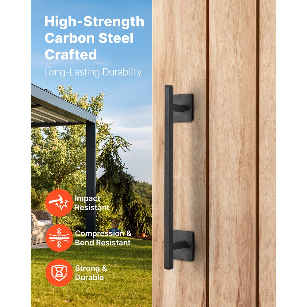 VEVOR Barn Door Handle, 12.6 in Rustic Fence Gate Handle, Rust-Resistant Coating, Heavy Duty Carbon Steel Outdoor Gate Handles, Easy to Install, Metal Sliding Door Pulls for Garage Shed Closet Pantry