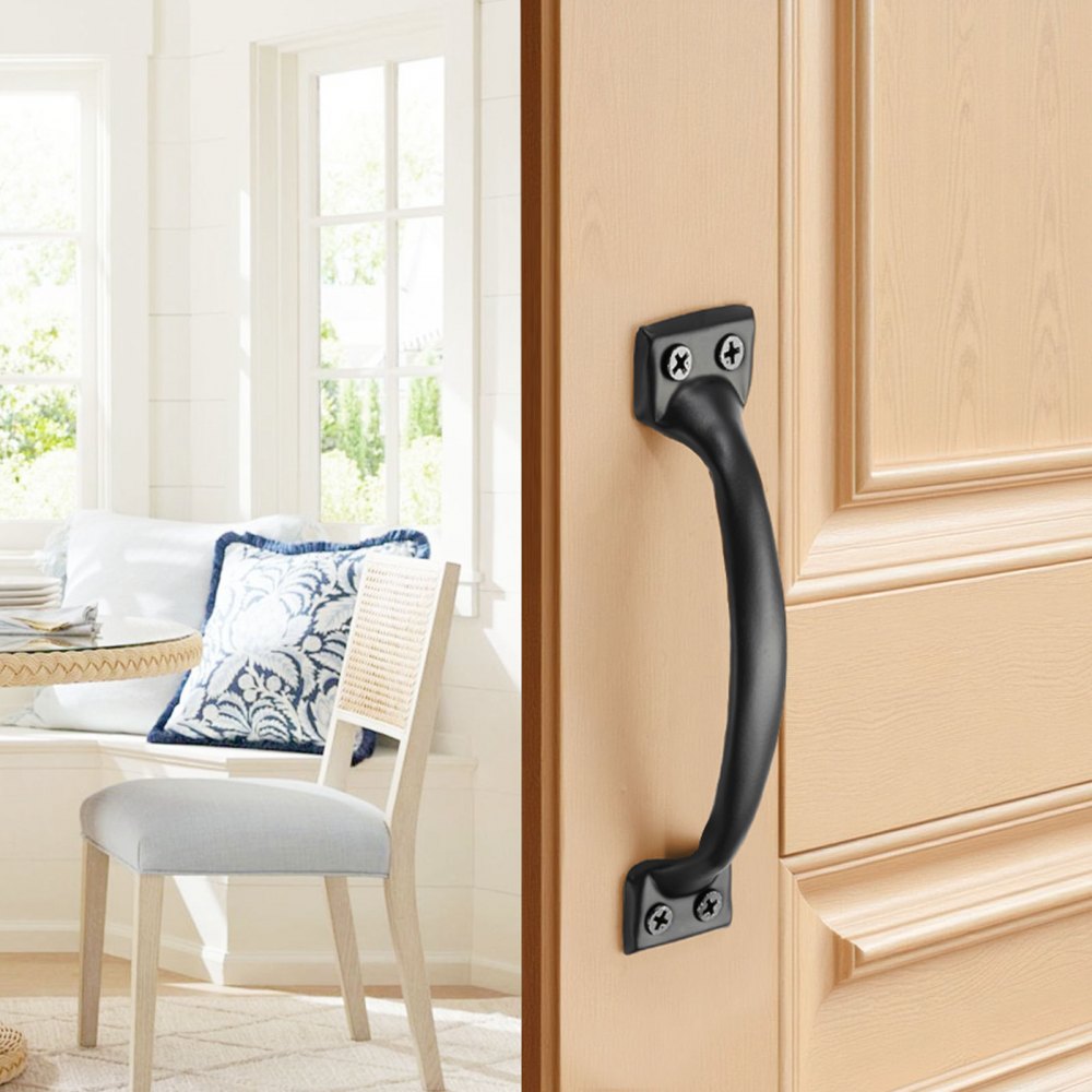 VEVOR Barn Door Handle, 4Pcs 6.5 in Rustic Fence Gate Handle, Rust-Resistant Coating, Heavy Duty Carbon Steel Outdoor Gate Handles, Easy to Install, Metal Sliding Door Pulls for Garage Shed Pantry