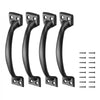 VEVOR Barn Door Handle, 4Pcs 6.5 in Rustic Fence Gate Handle, Rust-Resistant Coating, Heavy Duty Carbon Steel Outdoor Gate Handles, Easy to Install, Metal Sliding Door Pulls for Garage Shed Pantry