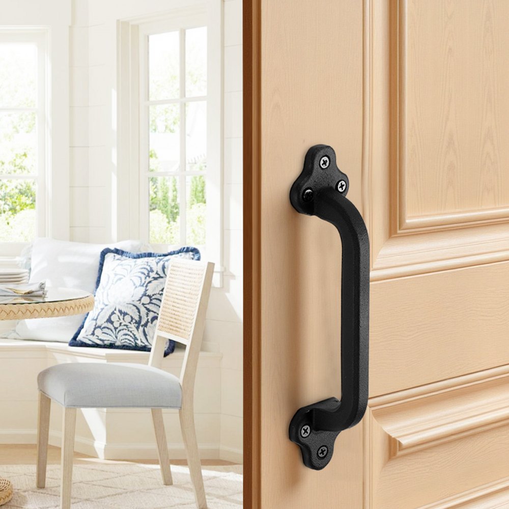 VEVOR Barn Door Handle, 9 in Rustic Fence Gate Handle, Rust-Resistant Coating, Heavy Duty Carbon Steel Outdoor Gate Handles, Easy to Install, Metal Sliding Door Pulls for Garage Shed Closet Pantry