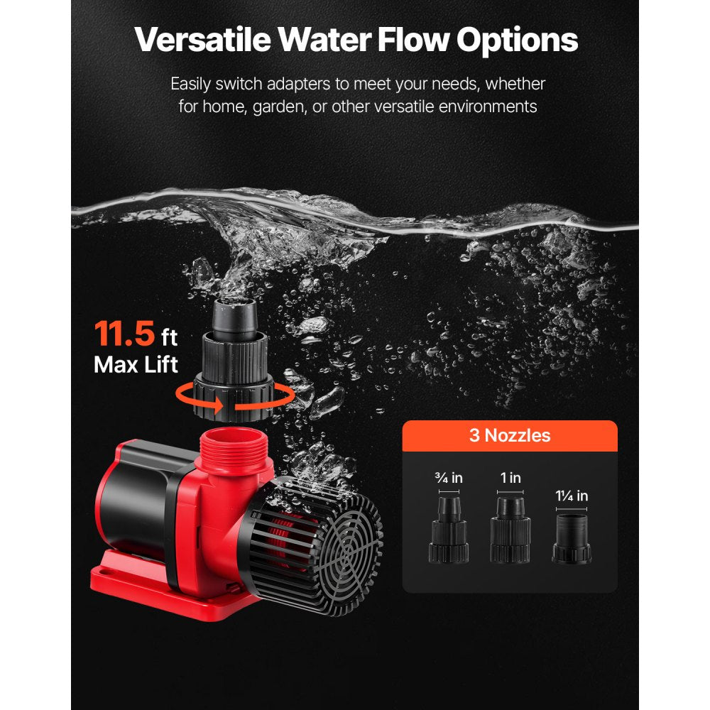 VEVOR Aquarium 24V DC Water Pump, 30W, 800 GPH Marine Wavemaker Return Pump with Controller, Adjustable Flow, Feed Mode, 11.5 ft Maximum Lift, for Saltwater Freshwater Fish Tank Sump Pond Circulation