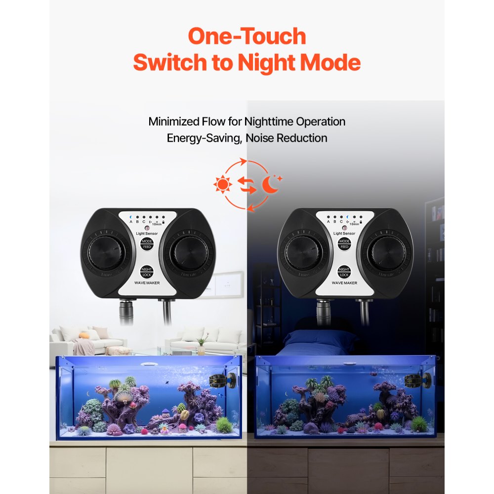 VEVOR Aquarium Wave Maker, 10W, 1057 GPH Quiet and Strong DC Powerhead, Adjustable Fish Tank Circulation Pump with Controller, Strong Magnetic Base, 360° Rotating Wavemaker, for Freshwater Saltwater
