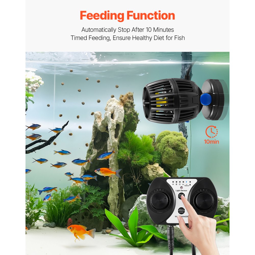 VEVOR Aquarium Wave Maker, 20W, 2113 GPH Quiet and Strong DC Powerhead, Adjustable Fish Tank Circulation Pump with Controller, Strong Magnetic Base, 360° Rotating Wavemaker, for Freshwater Saltwater