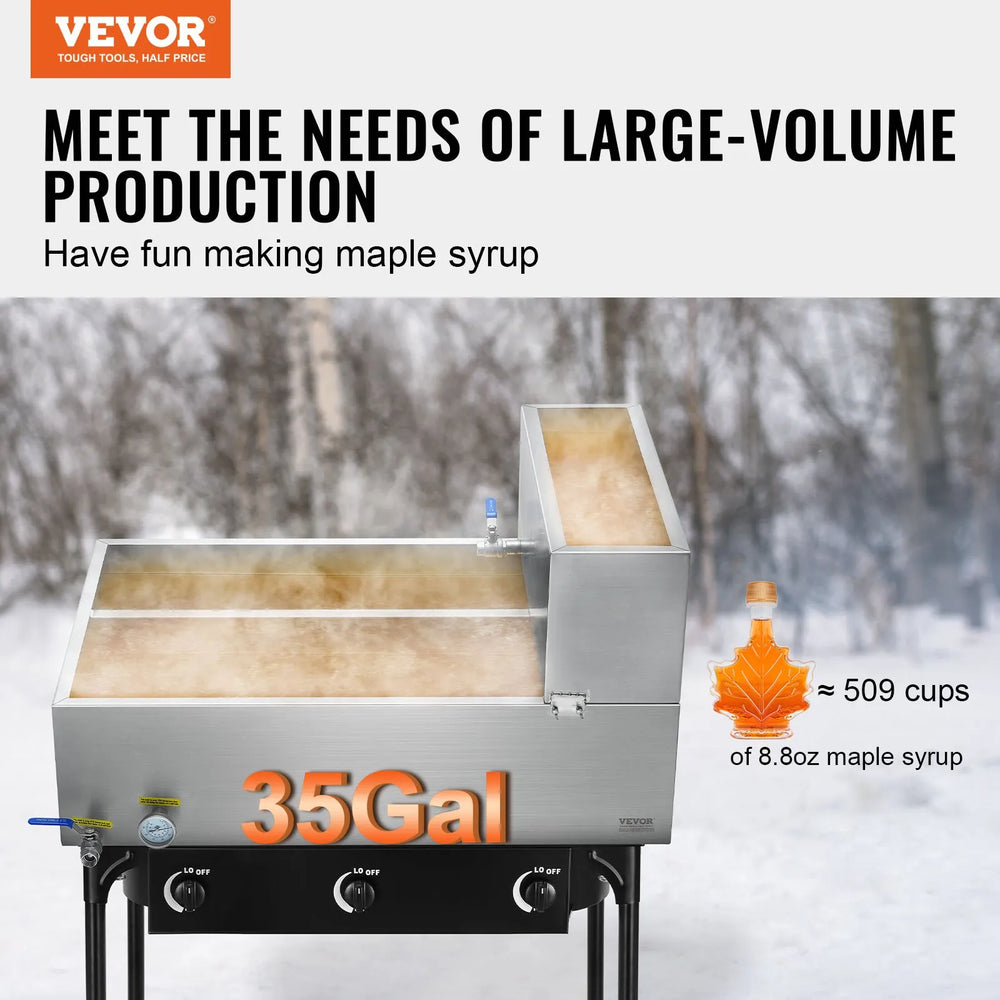 VEVOR Maple Syrup Evaporator Pan - meet the needs of large-volume production (35 gal / ~509 cups)