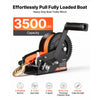 VEVOR Boat Winch, 3500 lbs Hand Winch, Heavy Duty Manual Rope Crank with 20ft Orange Polyester Strap, Portable Two-Way Ratchet, 2 Speed Switchable, Anti-Slip Handle Gear for Boat Trailer ATV Towing