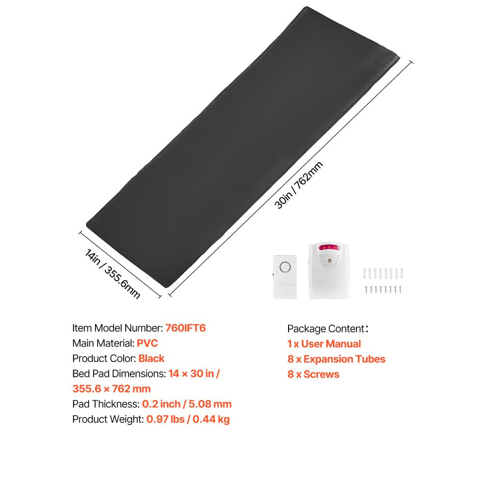 VEVOR Bed Alarm System for Elderly Adults, 14 x 30-inch Wireless Bed Sensor Pad with Pager, Safety Bed Alarms and Fall Prevention Pad for Home, Hospital, Rehabilitation Center