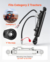 VEVOR Hydraulic Top Link Cat. 2-2 (11 in Stroke, 22-7/16 in to 33-7/16 in), Max 2900PSI Hydraulic Cylinder with 2 Hoses & G3/8" Check Valves for Tractors