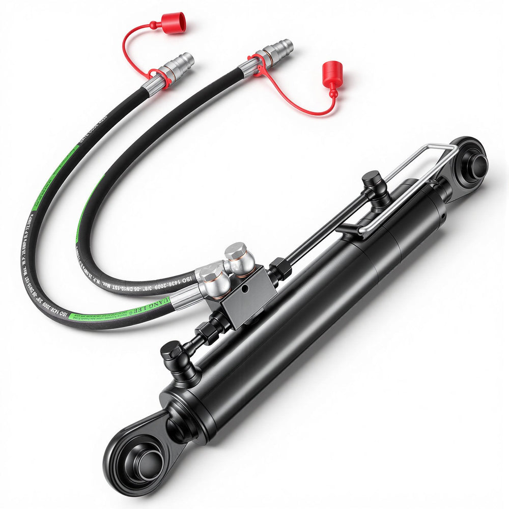 VEVOR Hydraulic Top Link Cat. 2-2 (11 in Stroke, 22-7/16 in to 33-7/16 in), Max 2900PSI Hydraulic Cylinder with 2 Hoses & G3/8" Check Valves for Tractors