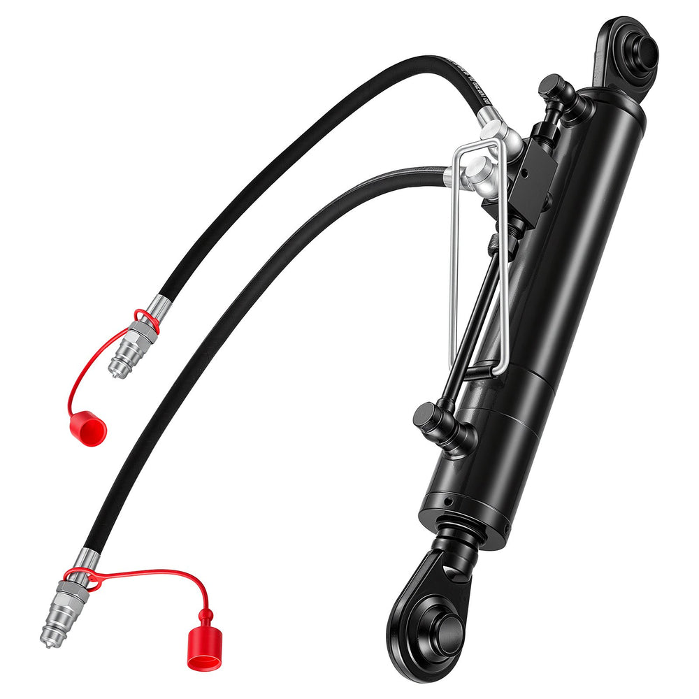 VEVOR Hydraulic Top Link Cat. 2-2 (11 in Stroke, 22-7/16 in to 33-7/16 in), Max 2900PSI Hydraulic Cylinder with 2 Hoses & G3/8" Check Valves for Tractors