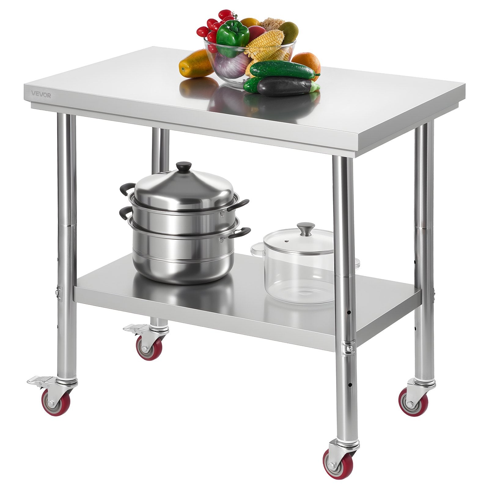 Vevor Stainless Steel Work Table with Wheels 24