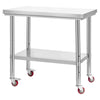 VEVOR Stainless Steel Table, 24 x 35.4 Inches Food Prep Worktable with Wheels, Kitchen Prep Table with Adjustable Undershelf Workstations for Commercial Kitchen, Restaurant, Hotel and Garage, Outdoor