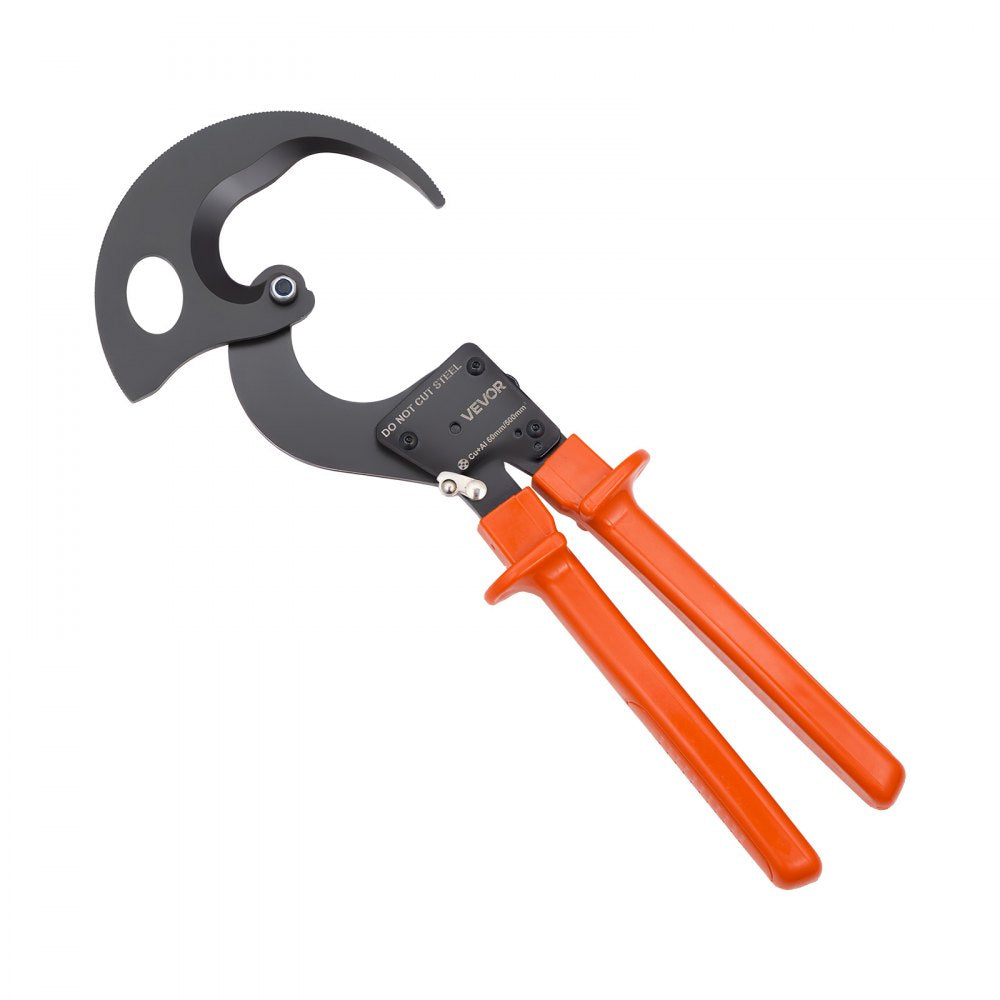 VEVOR Ratcheting Cable Cutter, Spring Steel Blades with PVC-Coated Handles, Quick-Release Button, Heavy Duty Ratchet Cable Wire Cutter for Cutting Copper & Aluminum Cables Up to 1000 MCM / 500 mm²