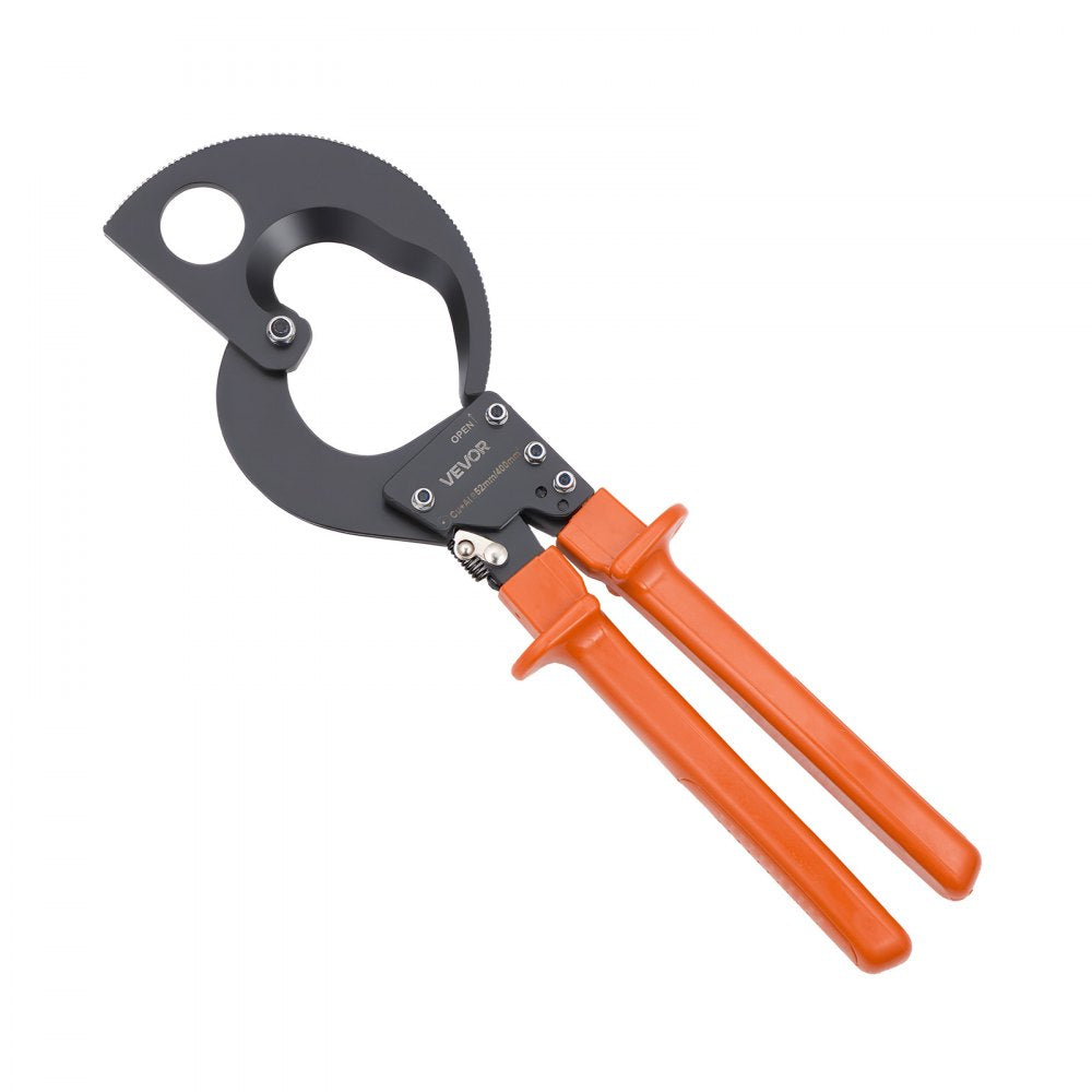 VEVOR Ratcheting Cable Cutter, Spring Steel Blades with PVC-Coated Handles, Quick-Release Button, Heavy Duty Ratchet Cable Wire Cutter for Cutting Copper & Aluminum Cables Up to 800 MCM / 400 mm²