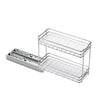 VEVOR Pull Out Spice Rack Organizer for Cabinet, 2 Tier Slide Out Spice Rack Organizer, Heavy Duty Metal Seasoning Kitchen Basket for Inside Cabinets & Pantry Closet, 4.33"W x 8.46"D x 10.43"H, Silver