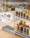 VEVOR Pull Out Spice Rack Organizer for Cabinet, 2 Tier Slide Out Spice Rack Organizer, Heavy Duty Metal Seasoning Kitchen Basket for Inside Cabinets & Pantry Closet, 4.33"W x 8.46"D x 10.43"H, Silver