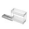 VEVOR Pull Out Spice Rack Organizer for Cabinet, 2 Tier Slide Out Spice Rack Organizer, Heavy Duty Metal Seasoning Kitchen Basket for Inside Cabinets & Pantry Closet, 4.33"W x 8.46"D x 10.43"H, Silver