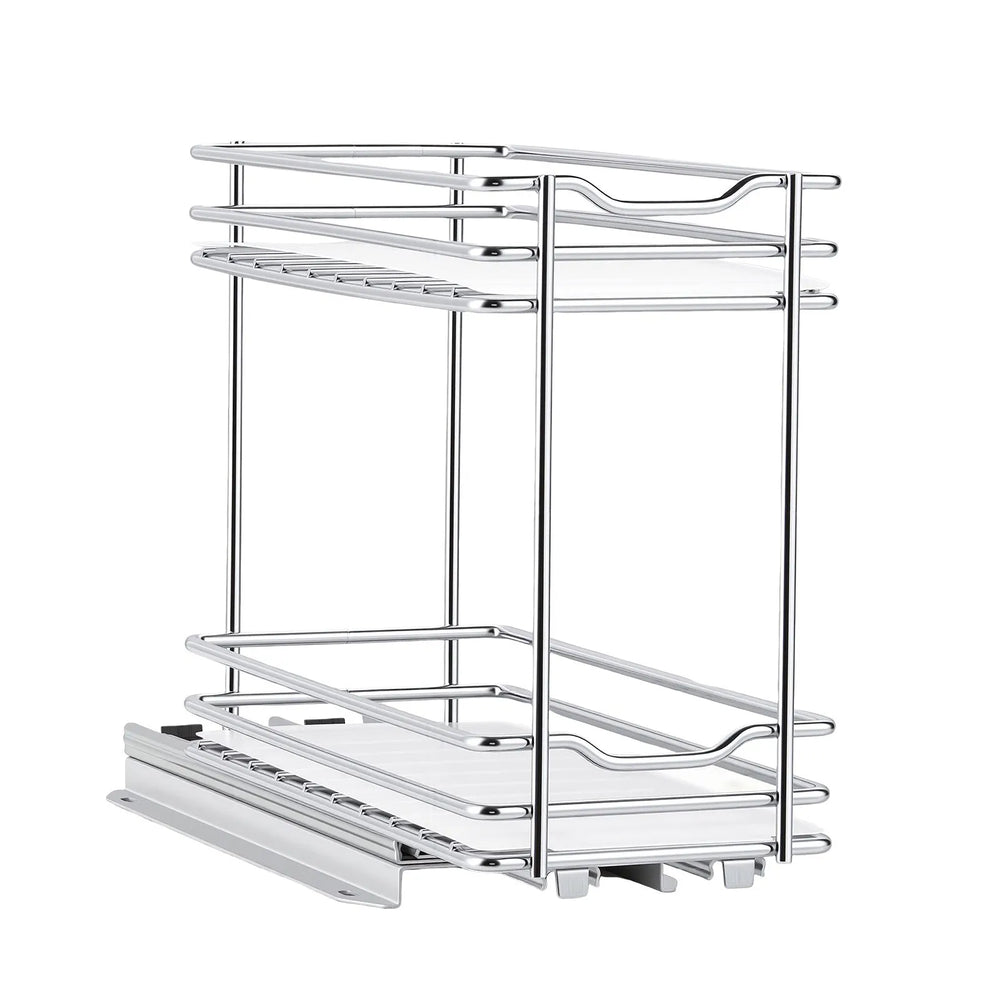 VEVOR Pull Out Spice Rack Organizer for Cabinet, 2 Tier Slide Out Spice Rack Organizer, Heavy Duty Metal Seasoning Kitchen Basket for Inside Cabinets & Pantry Closet, 4.33"W x 8.46"D x 10.43"H, Silver