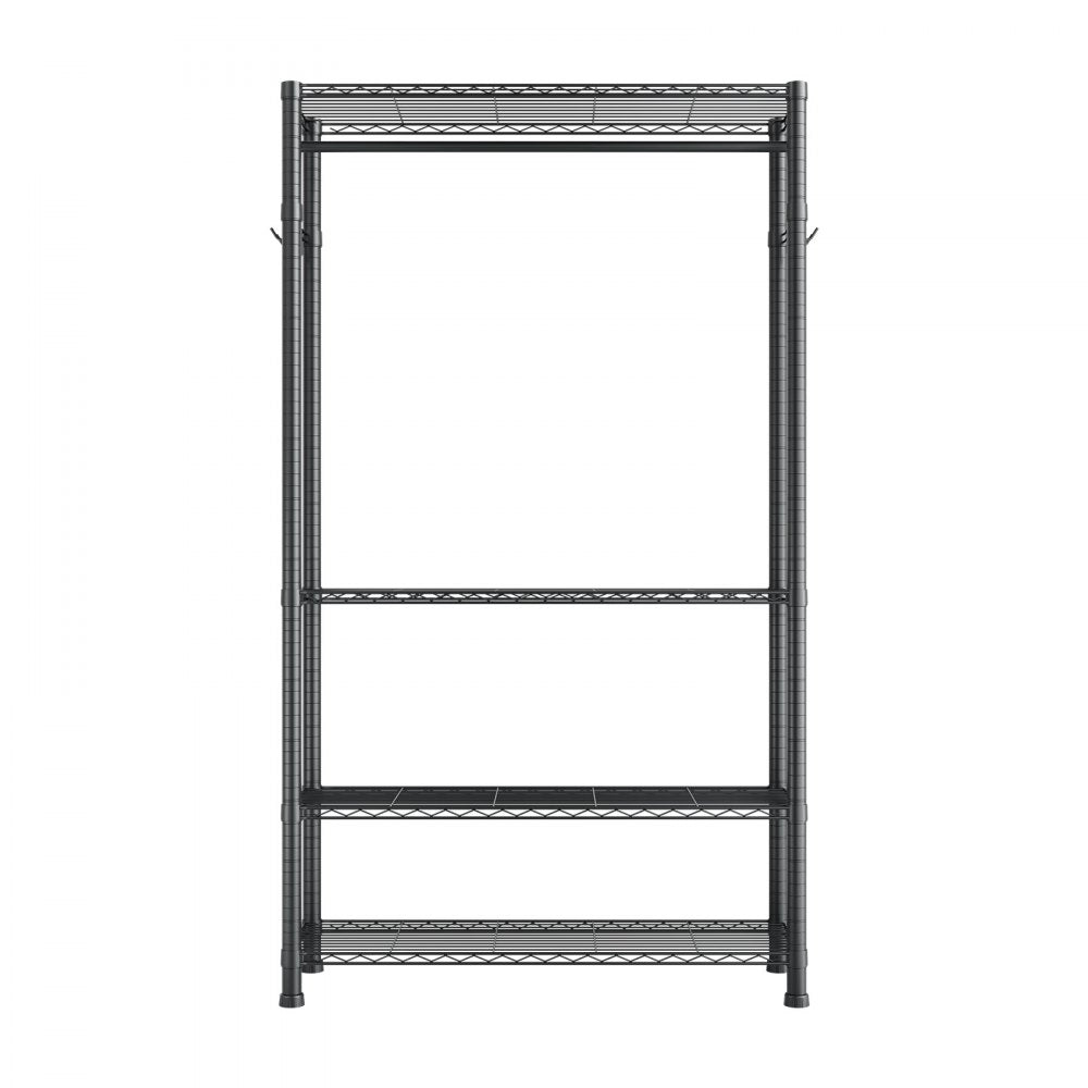 VEVOR Clothing Garment Rack, Heavy Duty Clothing Garment Rack, 4 Adjustable Tiers Clothing Racks with Carbon Steel, 500 lbs Load Capacity Closet Wardrobe for Bedroom, Clothing Store, Hallway