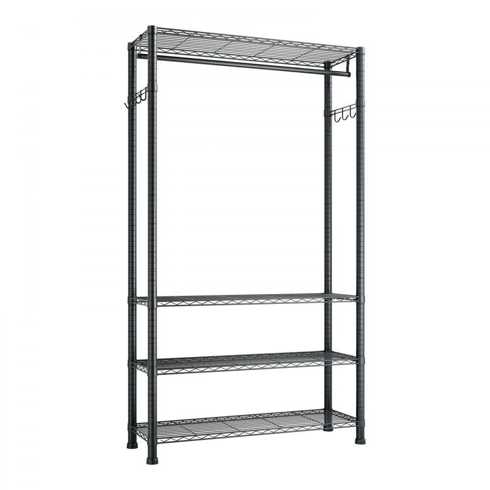 VEVOR Clothing Garment Rack, Heavy Duty Clothing Garment Rack, 4 Adjustable Tiers Clothing Racks with Carbon Steel, 500 lbs Load Capacity Closet Wardrobe for Bedroom, Clothing Store, Hallway