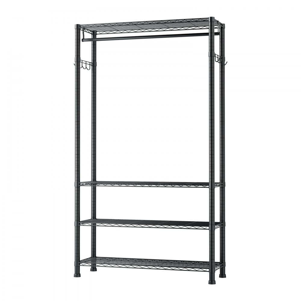 VEVOR Clothing Garment Rack, Heavy Duty Clothing Garment Rack, 4 Adjustable Tiers Clothing Racks with Carbon Steel, 500 lbs Load Capacity Closet Wardrobe for Bedroom, Clothing Store, Hallway