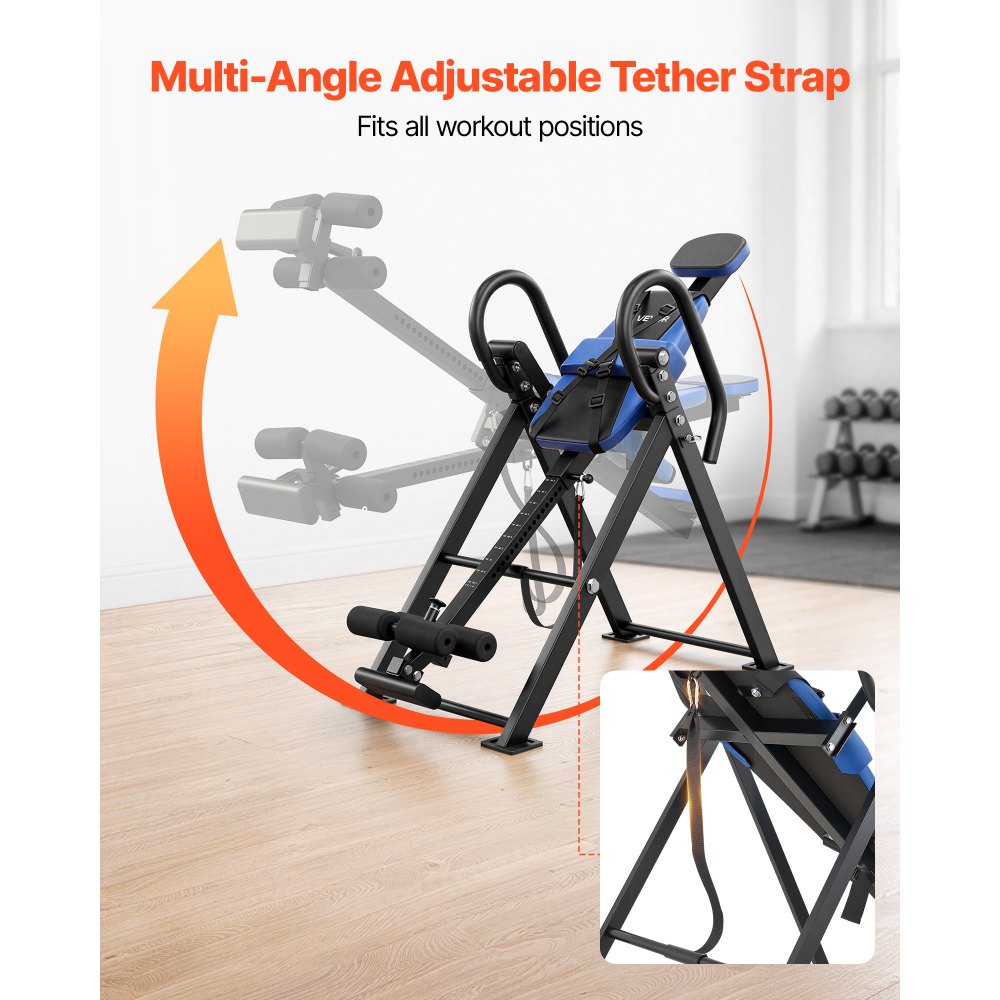 VEVOR Inversion Table, 300 lbs Capacity Heavy Duty Back Inverter Stretcher, Inverted Table with Dual-Roller Locking, Decompression Tables for Shoulders, Neck, Back, Multi-Angle Adjustable Tether Strap