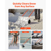 VEVOR Snow Pusher Shovel with Wheels, 24 in Wheeled Snowplow Shovel with Bi-Directional Angled Blade & 90 Degree Adjustable Handle, Metal Winter Shovels, Portable Snow Removal Tool for Driveway Garden