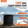 VEVOR 1/4 inch Bungee Cord, 120 ft/36 m Spool Heavy Duty Bungee Straps, 100% Stretch Elastic Bungee Rope for Cargo, Tarps, Camping, Kayak Deck and Crafting, Black
