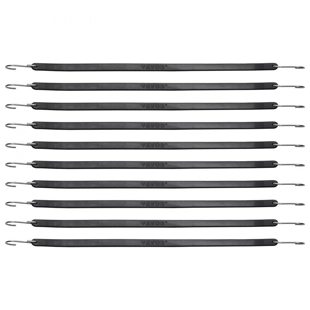 VEVOR 50 Piece Flat Bungee Cord, 19.8 mm Heavy Duty Bungee Straps with Steel S-Hooks, 21" Elastic Bungee Rope for Cargo, Tarps, Trucks and Tent, Black