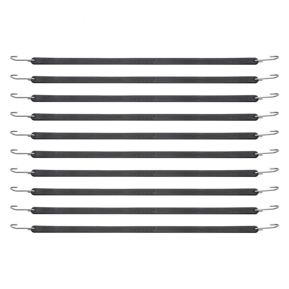 VEVOR 10 Piece Flat Bungee Cord, 20 mm Heavy Duty Bungee Straps with Steel S-Hooks, 24" Elastic Bungee Rope for Cargo, Tarps, Trucks and Tent, Black