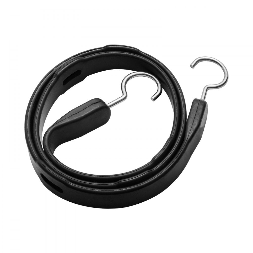 VEVOR 4 Piece Flat Bungee Cord, 20 mm Heavy Duty Bungee Straps with Steel S-Hooks, 40" Elastic Bungee Rope for Cargo, Tarps, Trucks and Tent, Black