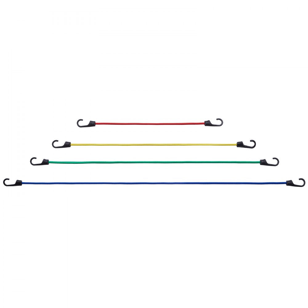 VEVOR 32 Piece Bungee Cords Assortment, 8 mm Heavy Duty Bungee Straps with A3 Steel Hooks, Including 10", 24", 32", 40", 48", Bungee Ropes Set with Portable Storage Bag, 4 Clips & Canopy Ties