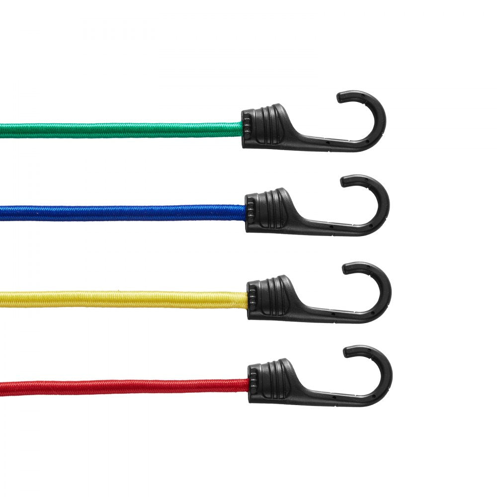 VEVOR 32 Piece Bungee Cords Assortment, 8 mm Heavy Duty Bungee Straps with A3 Steel Hooks, Including 10", 24", 32", 40", 48", Bungee Ropes Set with Portable Storage Bag, 4 Clips & Canopy Ties