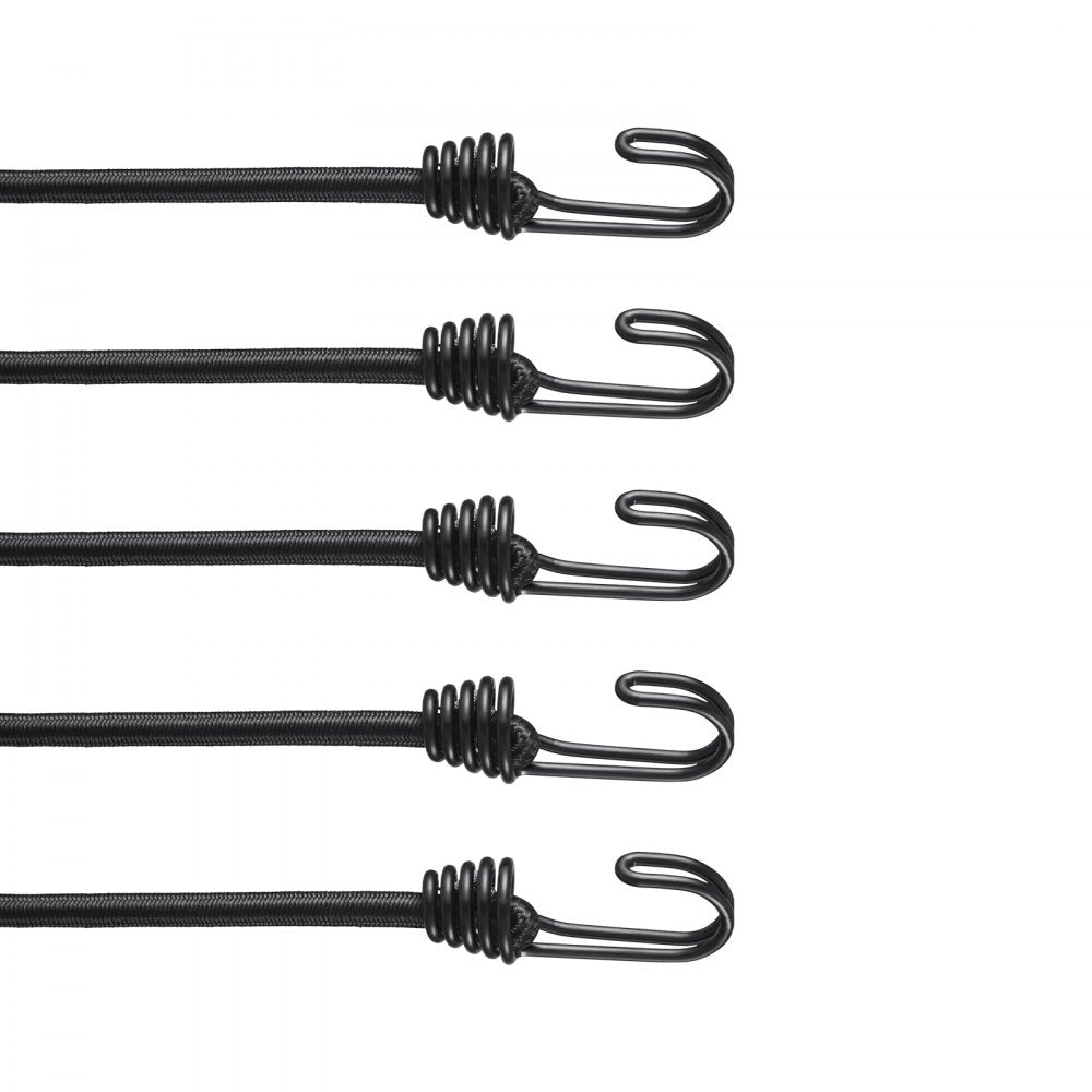 VEVOR 12 Piece Bungee Cords with A3 Steel Hooks, 32 Inch Heavy Duty Bungee Straps, 8 mm Elastic Bungee Ropes Set for Camping, Tarps, Motorcycle, Truck and Tent, Black