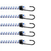 VEVOR 6 Piece Bungee Cords with A3 Steel Hooks, 72 Inch Heavy Duty Bungee Straps, 12 mm Elastic Bungee Ropes Set for Camping, Tarps, Motorcycle, Truck and Tent, White with Blue Stripes