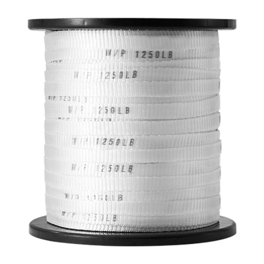 VEVOR Polyester Pull Tape, 1/2" x 528' Mule Tape Flat Rope, 1250 lbf Tensile Capacity, Printed Webbing Cable Pulling Tape for Packaging, Gardening, Commercial Electrical, Conduit Work, White