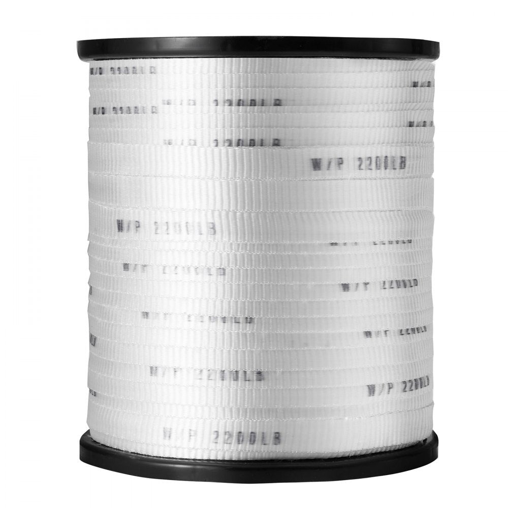 VEVOR Polyester Pull Tape, 5/8" x 630' Mule Tape Flat Rope, 2200 lbf Tensile Capacity, Printed Webbing Cable Pulling Tape for Packaging, Gardening, Commercial Electrical, Conduit Work, Whit