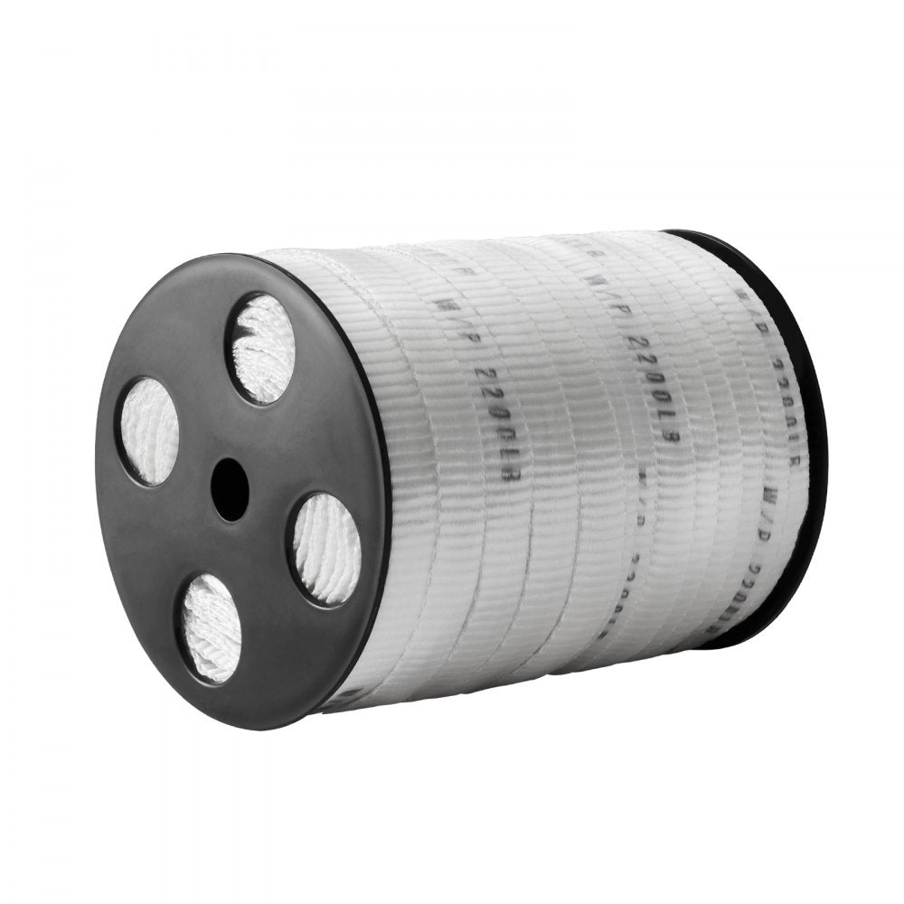 VEVOR Polyester Pull Tape, 5/8" x 318' Mule Tape Flat Rope, 2200 lbf Tensile Capacity, Printed Webbing Cable Pulling Tape for Packaging, Gardening, Commercial Electrical, Conduit Work, White