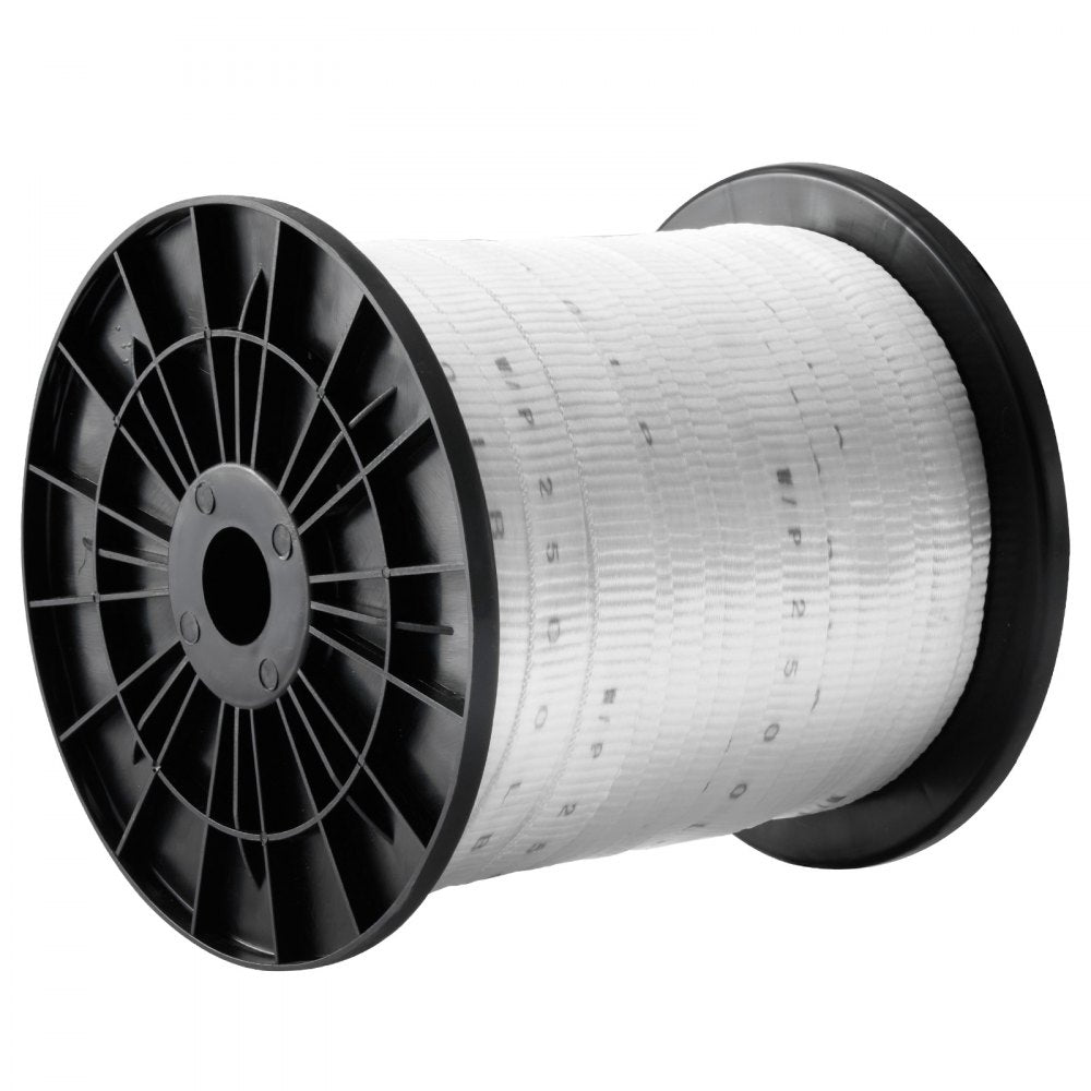 VEVOR Polyester Pull Tape, 3/4" x 318' Mule Tape Flat Rope, 2500 lbf Tensile Capacity, Printed Webbing Cable Pulling Tape for Packaging, Gardening, Commercial Electrical, Conduit Work, White