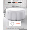 VEVOR Spandex Tablecloth with Skirt, 60-in Round Table Covers 6 Pack, White, for Party Wedding Banquet Festival, Washable, Reusable, One-Piece, Tight, Fitted Table Cloth with Pleated Skirt